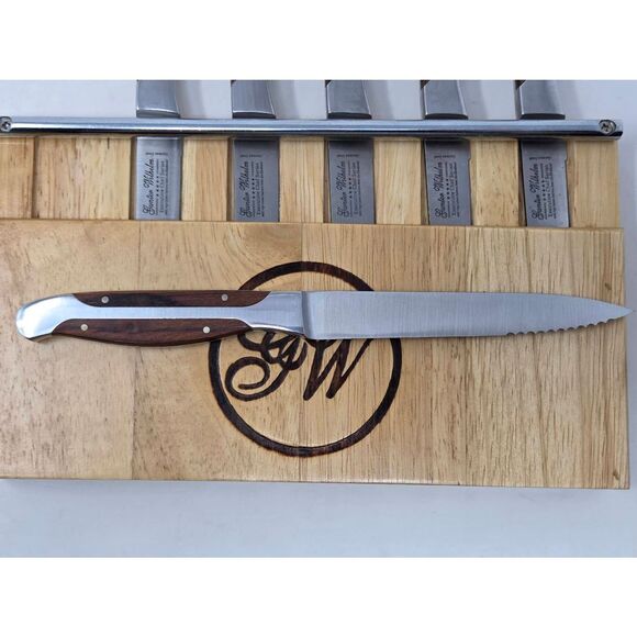 GUNTER WILHELM EXECUTIVE CHEF SERIES STEAK KNIVES SET OF 6 GERMAN STEEL W/ RACK - Picture 5 of 10